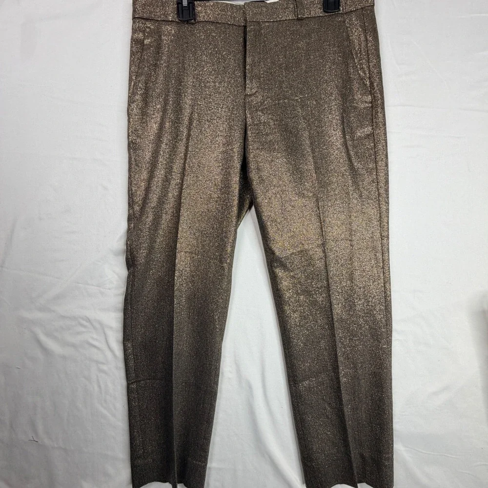 Banana Republic Avery Metallic Bronze Gold Ankle Pants Wool Blend Size 10